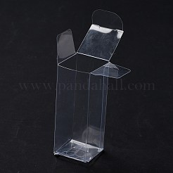 長方形の透明なプラスチックのPVCボックスギフト包装  防水折りたたみボックス  おもちゃやカビ用  透明  箱：3x3x8.1センチメートル&nbsp;CON-F013-01A