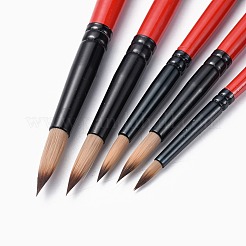 木製ペイントブラシペンセット  水彩画油絵用  ブラック  190~201x5.5~9.5mm  ブラシ：12~23x3~5.5mm  5個/セット&nbsp;AJEW-L074-01