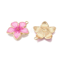 メッキ合金エナメルチャームラック  カドミウムフリー＆ニッケルフリー＆鉛フリー  ライトゴールド  花のチャーム  パールピンク  27.5x25x3.5mm  穴：2mm&nbsp;X-ENAM-N056-365KCG-02