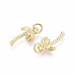 真鍮チャーム  ココヤシの木  丸カン付き  16KGP本金メッキ  15.5~16x9x2mm  穴：3mm&nbsp;KK-T071-130G