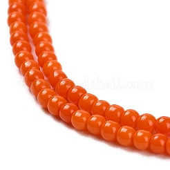 ジェイド風ガラスビーズ連売り  ラウンド  レッドオレンジ  2~2.5mm  穴：0.6mm  約173~180個/連  14.57''~14.84''（37~37.7センチメートル）&nbsp;GLAA-K062-A01-07