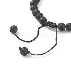 Natural Imperial Jasper(Dyed) & Lava Rock Braided Bead Bracelet&nbsp;BJEW-TA00188-03