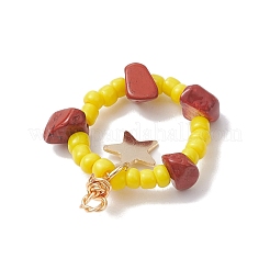 Natural Red Jasper Chips & Glass Seed Pendants&nbsp;PALLOY-MZ00184-03