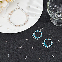 80個2スタイル真鍮ペンダント  ティアドロップ  925銀メッキ  6~8x3~4mm  穴：1mm  40個/スタイル&nbsp;KK-BBC0016-14