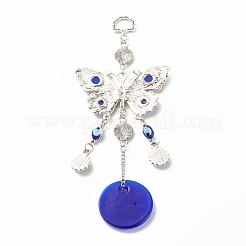 Alloy & Glass Turkish Blue Evil Eye Pendant Decoration&nbsp;HJEW-I008-02AS