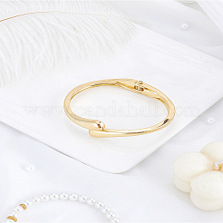 女性用合金ヒンジ付きバングル1個  ゴールドカラー  内径：2-3/8x1-7/8インチ（6x4.85cm）&nbsp;BJEW-LP0002-48