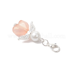 ハートエンジェルアクリルペンダント装飾  合金製カニカン付き  ミックスカラー  44mm&nbsp;HJEW-JM03655-03