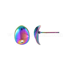 Rainbow Color 304 Stainless Steel Stud Earring Findings&nbsp;STAS-N098-020