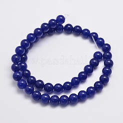 天然石&染め加工マレーシアジェイドビーズ連売り  ラウンド  ミッドナイトブルー  8mm  穴：1.0mm  約48個/連  15インチ&nbsp;X-G-A146-8mm-A22