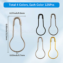 500個4色の鉄ブローチのパーツ  キルトピン  球形  ミックスカラー  21.5x9.5x0.7mm  125個/カラー&nbsp;IFIN-SP0001-46