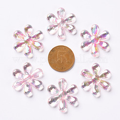 透明なアクリルビーズ  ABカラー  花  ピンク  25x4.5mm  穴：1.6mm  約375個/500g&nbsp;TACR-S154-35C-902