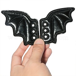 ハロウィン用イミテーションレザーシューズバックル 2組 DIY シューズアクセサリー  翼  ブラック  72x72mm&nbsp;AJEW-DJ0004-50