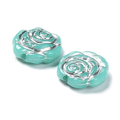 不透明なアクリルビーズ  ライン入り  ローズ  アクアマリン  13.5x14x4.5~5mm  穴：1.6mm  約950個/500g&nbsp;OACR-G016-09D