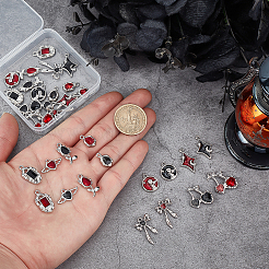 レトロ合金エナメルペンダント32個、16スタイル  プラチナ  混合図形  11.2~26.5x9~20mm  穴：1.5~2mm  2個/スタイル&nbsp;ENAM-PH0003-13