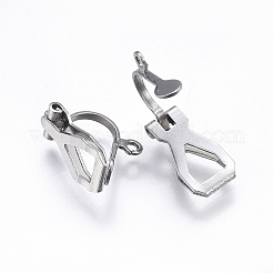 変色しにくい304ステンレススチールのクリップ式イヤリング金具  ステンレス鋼色  12.5x6x8mm  穴：1.2mm&nbsp;LS-STAS-E437-36P