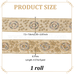 5Yards Flower Pattern Ethnic Style Embroidery Floral Polyester Ribbons&nbsp;OCOR-GA0003-07B