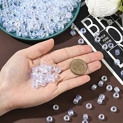 UVメッキアクリルビーズ500個。  大穴ビーズ  虹色の  ロンデル  透明  9x6mm  穴：4mm&nbsp;OACR-SP0001-85B