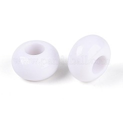 不透明なアクリルの欧州大きな穴ビーズ  ロンデル  ホワイト  14x8mm  穴：5.5mm  約555個/500g&nbsp;SACR-N019-03K