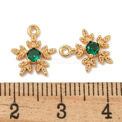 Flower Brass Micro Pave Cubic Zirconia Pendants&nbsp;KK-N254-102G-02