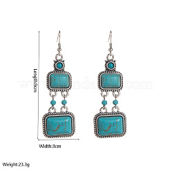 Synthetic Turquoise & Alloy Dangle Earrings&nbsp;WG371D0-01