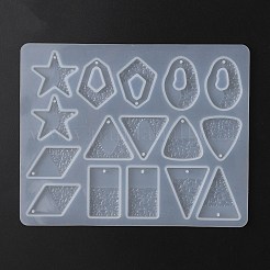 星/ひし形/三角形 DIY ペンダントシリコンモールド  レジン型  UVレジン用  エポキシ樹脂ジュエリー作り  ゴーストホワイト  109x137x4.5mm  穴：1.5mm  内径：24.5~34x18~27mm&nbsp;DIY-TAC0012-74