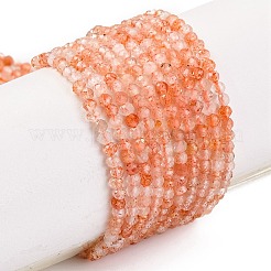 天然石サンストーンビーズ連売り  多面カット  ラウンド  2mm  穴：0.6mm  約233個/連  15.75インチ（40cm）&nbsp;G-F770-C01-01