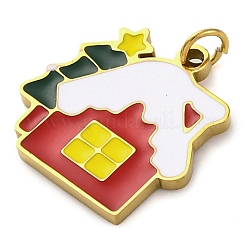 Christmas Theme Ion Plating(IP) 304 Stainless Steel Enamel Pendants&nbsp;STAS-Z104-01G-01