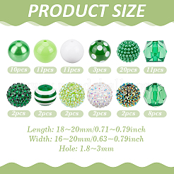DIYラウンドアクリル＆ABSプラスチック模造真珠＆樹脂ビーズファインディングキット  グリーン  18~20x16~20mm  穴：1.8~3mm&nbsp;DIY-PH0033-21