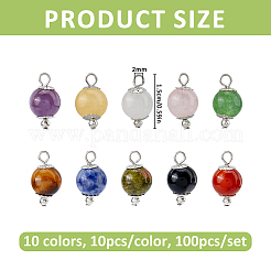 100Pcs 10 Colors Natural Gemstone Pendants&nbsp;PALLOY-FH00207