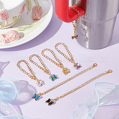 Butterfly Brass Glass Cup Charms&nbsp;HJEW-UN00017