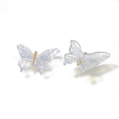 蓄光樹脂カボション  蝶  暗闇で光る  グリッターパウダー付き  ライトスチールブルー  10x13x2mm&nbsp;CRES-R458-10A-04