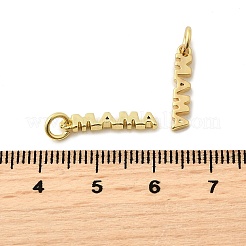 母の日用真鍮ペンダント  丸カン付き  長持ちメッキ  単語ママ  18KGP本金メッキ  16.5x3x2mm  穴：3mm  丸カン：5x0.9ミリ&nbsp;KK-G399-25