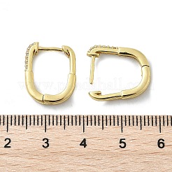 Oval Brass Micro Pave Clear Cubic Zirconia Hoop Earrings&nbsp;EJEW-D311-011G