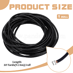 10ヤードの丸い牛革紐  ブレスレットネックレス用レザーロープストリング  ブラック  5mm&nbsp;WL-BC0001-06