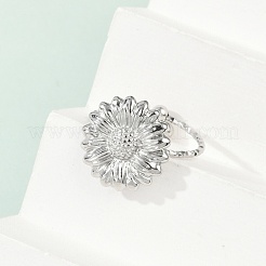 304ステンレススチールカフリング  ヒマワリ  ステンレス鋼色  15.5x15.5mm  usサイズ7 1/4(17.5mm)&nbsp;RJEW-D306-14P