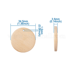 ウッドペンダント  フラットラウンド  バリーウッド  34.5x3.5mm  穴：1mm  50個/セット&nbsp;WOOD-KS0001-04
