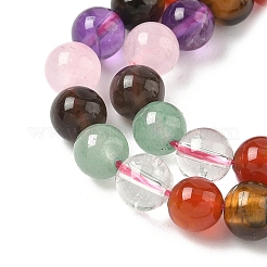 ミックス天然石ビーズ連売り  ラウンド  6mm  穴：1mm  約67個/連  14.69''（37.3センチメートル）&nbsp;G-P574-A02-6mm