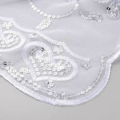 取り外し可能なポリエステルスパンコールショール  服飾材料  ホワイト  1920x640x0.4mm&nbsp;AJEW-WH20072-20A-02