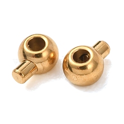 304ステンレススチールクリンプビーズ  ラウンド  イオンプレーティング（ip）  ゴールドカラー  4.5x2.5x3.5mm  穴：2mm&nbsp;LS-STAS-A151-05G