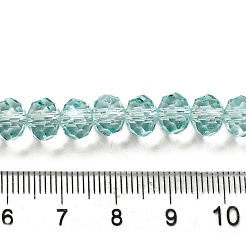 透明焼付塗料ガラスビーズ  多面カット  ロンデル  淡いターコイズ  8x6mm  穴：1.4mm&nbsp;X1-DGLA-A034-T8mm-D01