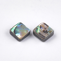 アワビ殻/パウア殻ビーズ  菱形  グリーン  10.5x10.5x3.5~4mm  穴：1mm&nbsp;SSHEL-T008-02