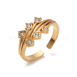 304 Stainless Steel Pave Cubic Zirconia Cuff Open Rings&nbsp;SA-CBA83B5-02G