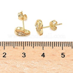 Brass Micro Pave Clear Cubic Zirconia Stud Earrings&nbsp;EJEW-D323-04G
