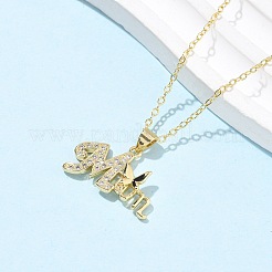 Mother's Day Brass Micro Pave Clear Cubic Zirconia Pendant Necklaces for Women&nbsp;LS-NJEW-Q021-01A-G