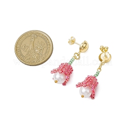 Handmade Glass Seed Beads Flower Stud Earrings&nbsp;EJEW-MZ00277-01