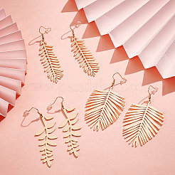 3 Pairs 3 Style Alloy Leaf Long Dangle Earrings for Women&nbsp;EJEW-AN0001-73