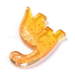 アクリルパーツ  グリッターパウダー  恐竜  オレンジ  29.5x25x3.5mm  穴：1.3mm&nbsp;MACR-O044-01A
