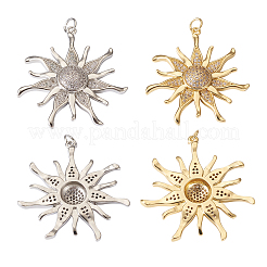 2Pcs 2 Colors Brass Micro Pave Clear Cubic Zirconia Pendants&nbsp;ZIRC-PJ0001-09