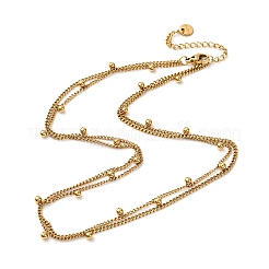 304 Stainless Steel Satellite Chain Double Layered Necklaces for Women&nbsp;NJEW-K296-03G