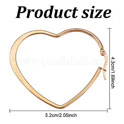 4ペア 4色 ステンレススチール ハートフープピアス レディース  ミックスカラー  53x42x2mm  ピン：0.8~1.2x0.5mm  1ペア/カラー&nbsp;EJEW-AN0002-87